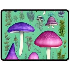 Foraging In The Mushroom Forest Fleece Blanket (large) by GardenOfOphir