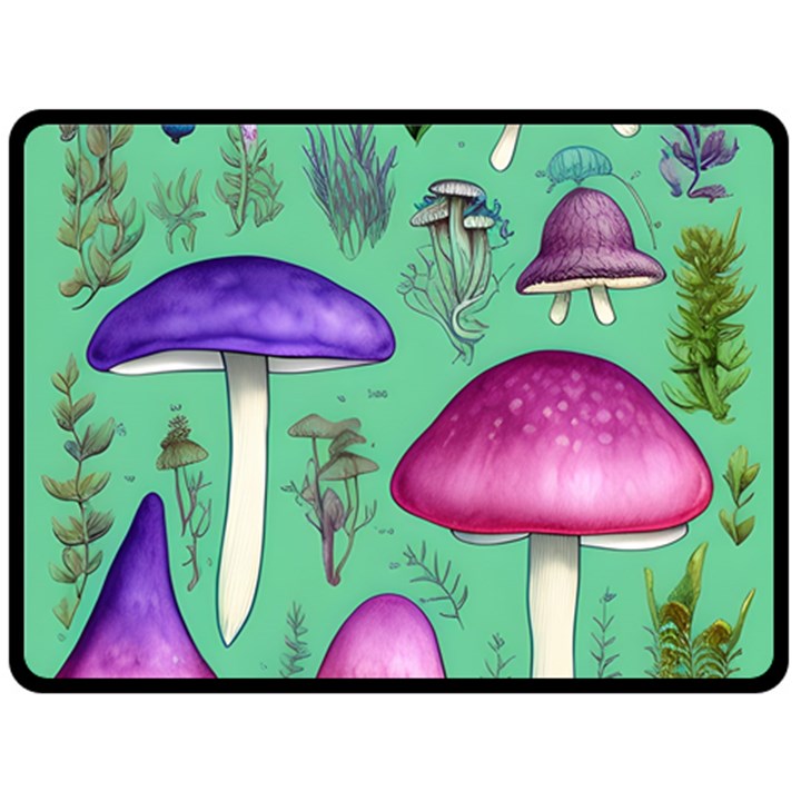 Foraging In The Mushroom Forest Fleece Blanket (Large)