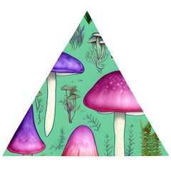 Foraging In The Mushroom Forest Wooden Puzzle Triangle by GardenOfOphir