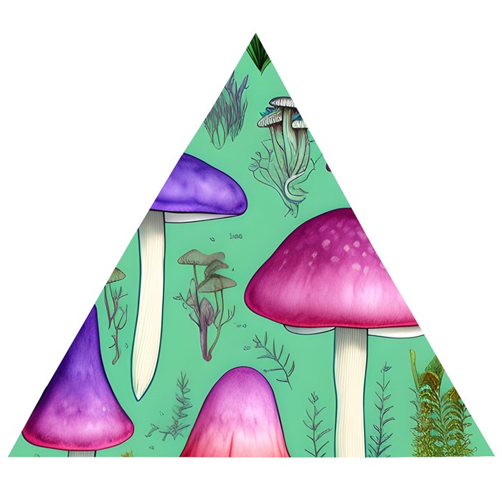 Foraging In The Mushroom Forest Wooden Puzzle Triangle