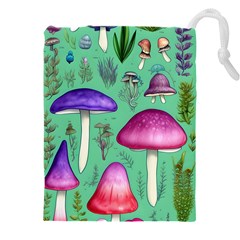 Foraging In The Mushroom Forest Drawstring Pouch (4xl) by GardenOfOphir