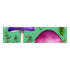 Foraging In The Mushroom Forest Banner And Sign 4  X 1  by GardenOfOphir