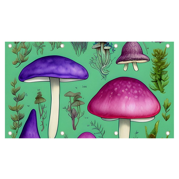 Foraging In The Mushroom Forest Banner and Sign 7  x 4 