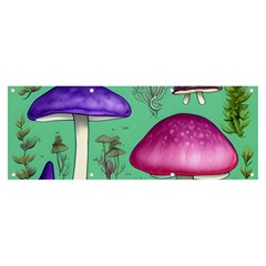 Foraging In The Mushroom Forest Banner And Sign 8  X 3  by GardenOfOphir