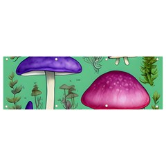 Foraging In The Mushroom Forest Banner And Sign 9  X 3  by GardenOfOphir