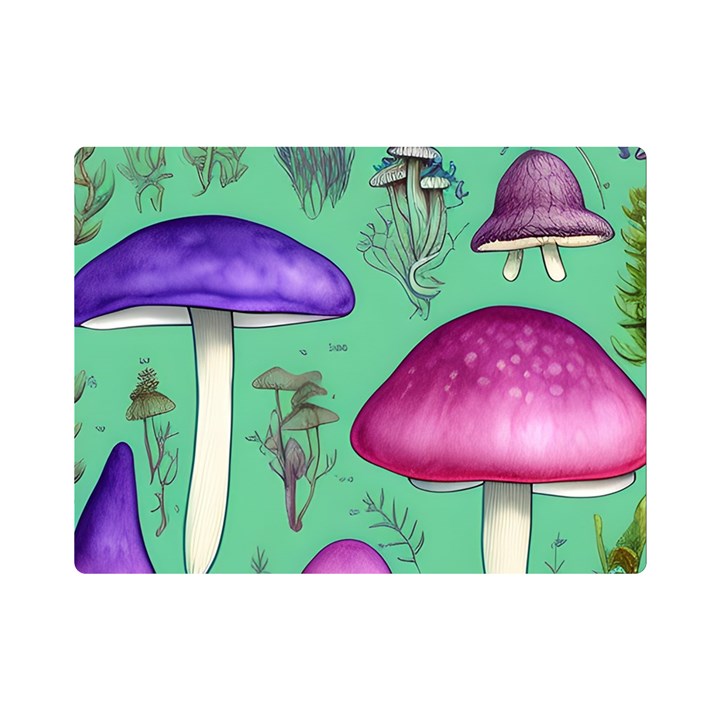 Foraging In The Mushroom Forest One Side Premium Plush Fleece Blanket (Mini)