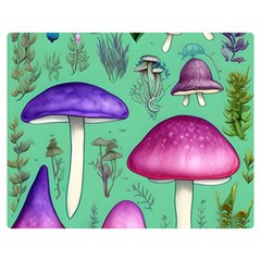 Foraging In The Mushroom Forest One Side Premium Plush Fleece Blanket (medium)