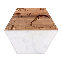 Foraging In The Mushroom Forest Marble Wood Coaster (hexagon)  by GardenOfOphir