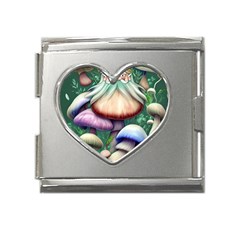 Natural Mushroom Fairy Garden Mega Link Heart Italian Charm (18mm) by GardenOfOphir