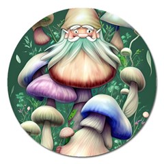 Natural Mushroom Fairy Garden Magnet 5  (round) by GardenOfOphir