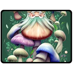 Natural Mushroom Fairy Garden One Side Fleece Blanket (large) by GardenOfOphir