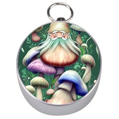 Natural Mushroom Fairy Garden Silver Compasses by GardenOfOphir