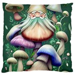 Natural Mushroom Fairy Garden Large Premium Plush Fleece Cushion Case (One Side) Front