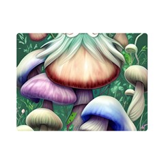 Natural Mushroom Fairy Garden One Side Premium Plush Fleece Blanket (mini) by GardenOfOphir