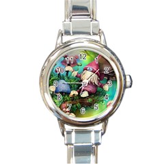 Vintage Flowery Mushroom Round Italian Charm Watch by GardenOfOphir