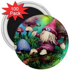 Vintage Flowery Mushroom 3  Magnets (100 Pack) by GardenOfOphir