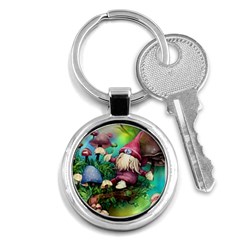 Vintage Flowery Mushroom Key Chain (round) by GardenOfOphir