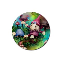 Vintage Flowery Mushroom Rubber Round Coaster (4 Pack) by GardenOfOphir