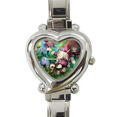 Vintage Flowery Mushroom Heart Italian Charm Watch by GardenOfOphir