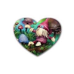 Vintage Flowery Mushroom Rubber Heart Coaster (4 Pack) by GardenOfOphir