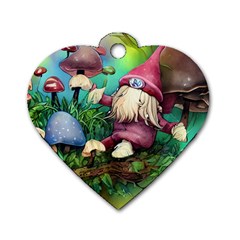 Vintage Flowery Mushroom Dog Tag Heart (two Sides) by GardenOfOphir