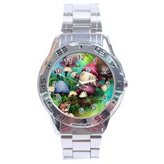 Vintage Flowery Mushroom Stainless Steel Analogue Watch by GardenOfOphir