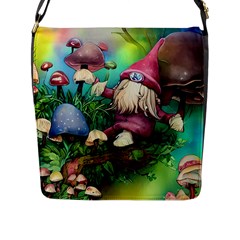 Vintage Flowery Mushroom Flap Closure Messenger Bag (l) by GardenOfOphir