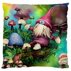 Vintage Flowery Mushroom Large Premium Plush Fleece Cushion Case (one Side) by GardenOfOphir