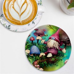 Vintage Flowery Mushroom Uv Print Round Tile Coaster by GardenOfOphir