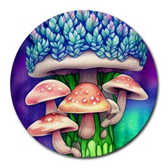 Woodsy Mushroom Forest Nature Round Mousepad by GardenOfOphir