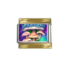 Woodsy Mushroom Forest Nature Gold Trim Italian Charm (9mm) by GardenOfOphir