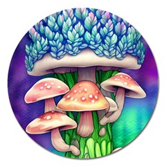 Woodsy Mushroom Forest Nature Magnet 5  (round) by GardenOfOphir