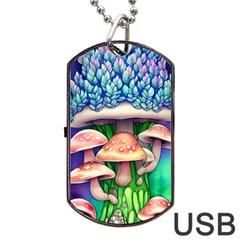 Woodsy Mushroom Forest Nature Dog Tag Usb Flash (two Sides) by GardenOfOphir