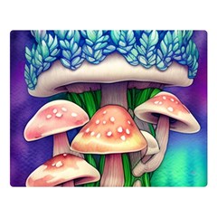 Woodsy Mushroom Forest Nature One Side Premium Plush Fleece Blanket (large) by GardenOfOphir