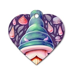 Mushroom Core Dog Tag Heart (one Side) by GardenOfOphir