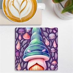 Mushroom Core Uv Print Square Tile Coaster  by GardenOfOphir