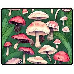 Foraging In The Mushroom Zone One Side Fleece Blanket (medium) by GardenOfOphir