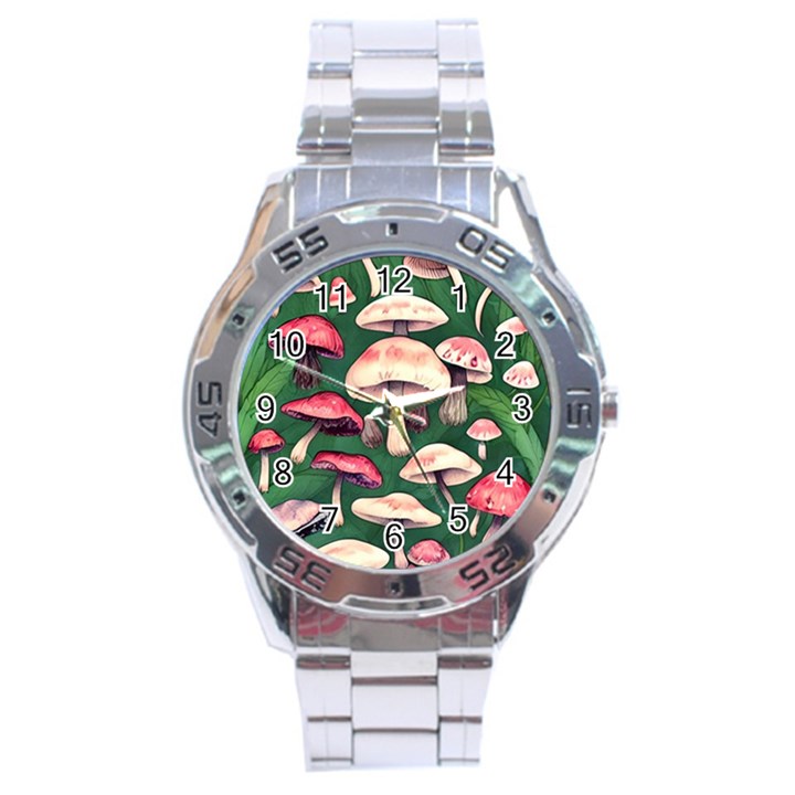 Foraging In The Mushroom Zone Stainless Steel Analogue Watch