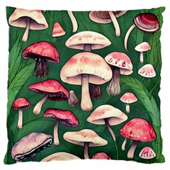 Foraging In The Mushroom Zone Large Premium Plush Fleece Cushion Case (two Sides) by GardenOfOphir