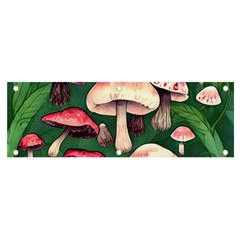 Foraging In The Mushroom Zone Banner And Sign 6  X 2  by GardenOfOphir