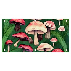 Foraging In The Mushroom Zone Banner And Sign 6  X 3  by GardenOfOphir