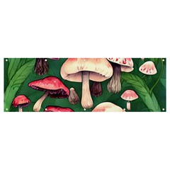 Foraging In The Mushroom Zone Banner And Sign 12  X 4  by GardenOfOphir