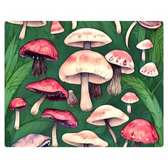 Foraging In The Mushroom Zone One Side Premium Plush Fleece Blanket (medium) by GardenOfOphir