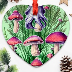 Mushroom Heart Ornament (two Sides) by GardenOfOphir