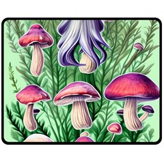 Mushroom One Side Fleece Blanket (medium) by GardenOfOphir