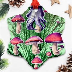 Mushroom Snowflake Ornament (two Sides) by GardenOfOphir