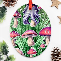 Mushroom Oval Filigree Ornament (two Sides) by GardenOfOphir