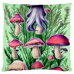 Mushroom Large Premium Plush Fleece Cushion Case (two Sides) by GardenOfOphir