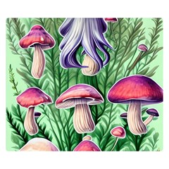 Mushroom One Side Premium Plush Fleece Blanket (small) by GardenOfOphir