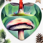 Vintage Mushroom Ornament (Heart) Front